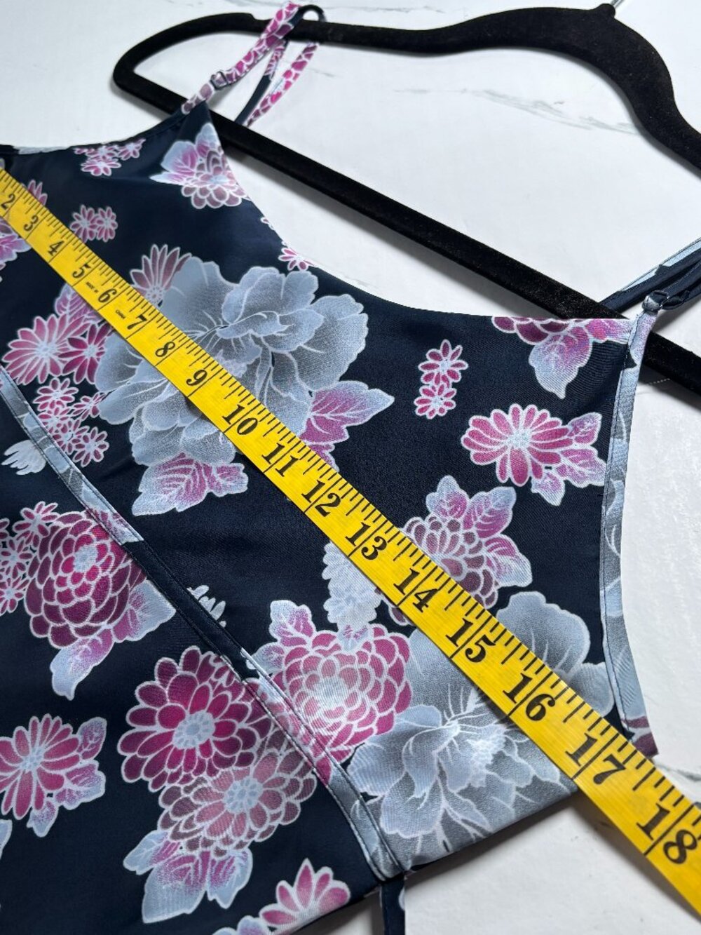 La Vie en Rose Floral Slip Dress Maxy Empire Waist Satin Strappy A-Line Flowy M - Picture 9 of 13
